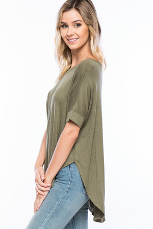 Short Sleeve Roundneck High Low Top