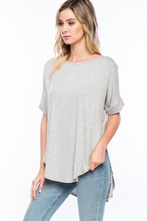 Short Sleeve Roundneck High Low Top