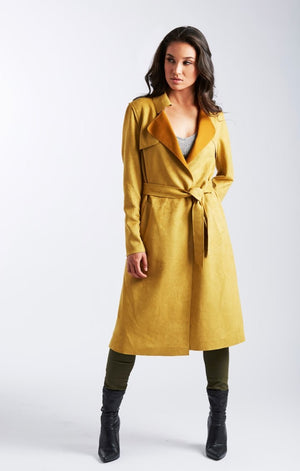 Super Sleek Faux Suede Trench