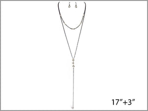 PAVE LAYERED DROPS Y-NECKLACE