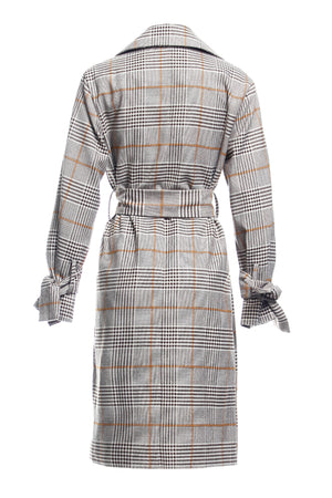Shelly Plaid Tie Front Trench Coat