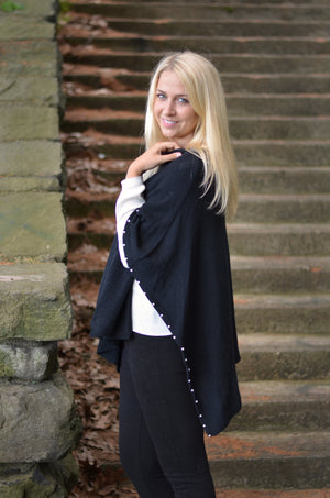 Pearl Lined Poncho Scarf