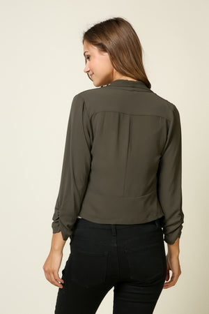 Cropped Rouch Sleeve Blazer