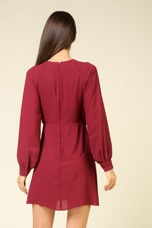 Long-sleeve Twist Front Dress