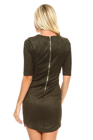 Faux Suede Pinpoint Bodycon Dress