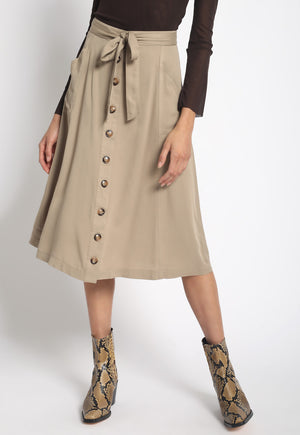 Button Front Safari Skirt