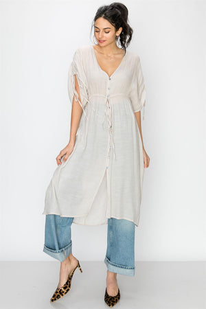 Gathered Empire Button Down Dress