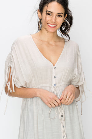 Gathered Empire Button Down Dress