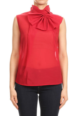 Exaggerated Bow Sleeveless Top