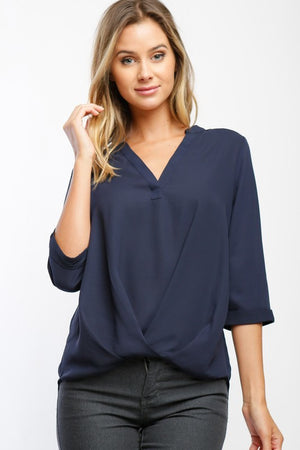 Draped Blouse With 3/4 Sleeves