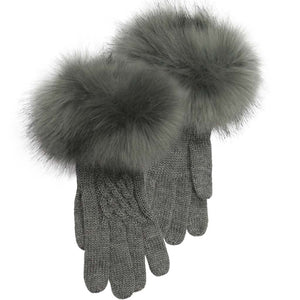 Faux Fur Cuff Knit Gloves