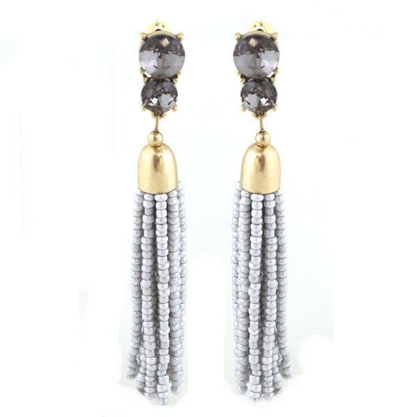 Solitaire with Beaded Fringe Earrings