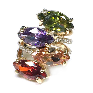 Quad Jewels & Diamond Ring