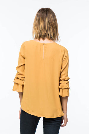 Front Cross Blouse with Tiered Bell Sleeves