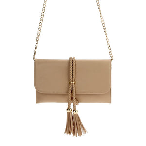 Flapover clutch with Braided Tassel