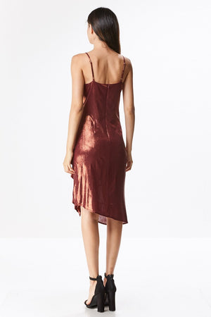 Metallic Side Rouche Party Dress