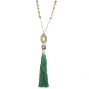 Crystal & Fringe Pendant Necklace