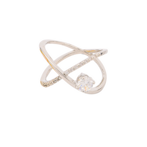 Criss Cross Band with Solitaire Ring