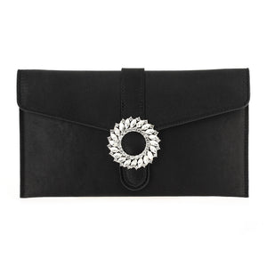 Satin Envelope Clutch with Broach
