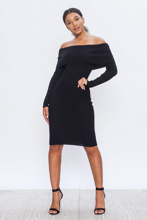Off-The-Shoulder Knit Bodycon Dress