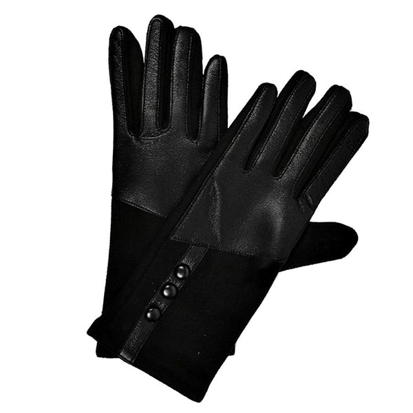 Leather Trim 3 Button Gloves