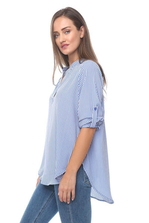 Blouse With Roll Tab Sleeves