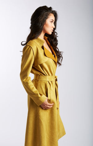Super Sleek Faux Suede Trench