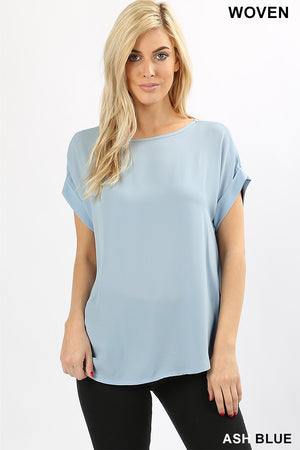 Boatneck Short Sleeve Relaxed Fit Blouse