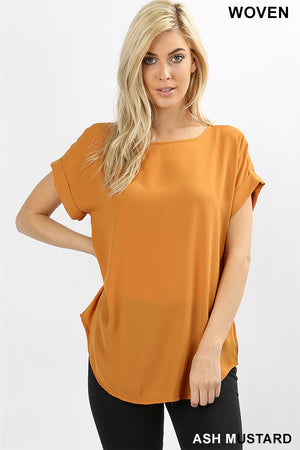 Boatneck Short Sleeve Relaxed Fit Blouse
