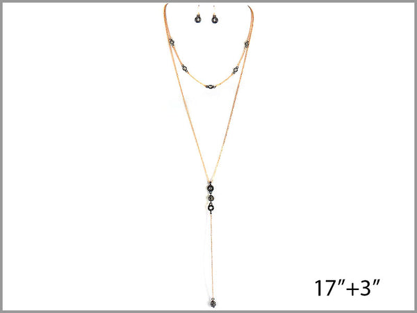 PAVE LAYERED DROPS Y-NECKLACE