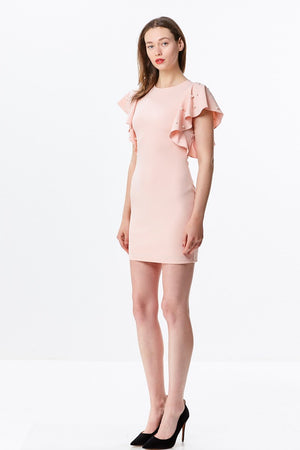 Bodycon Dress with Flutter Pearl Sleeves