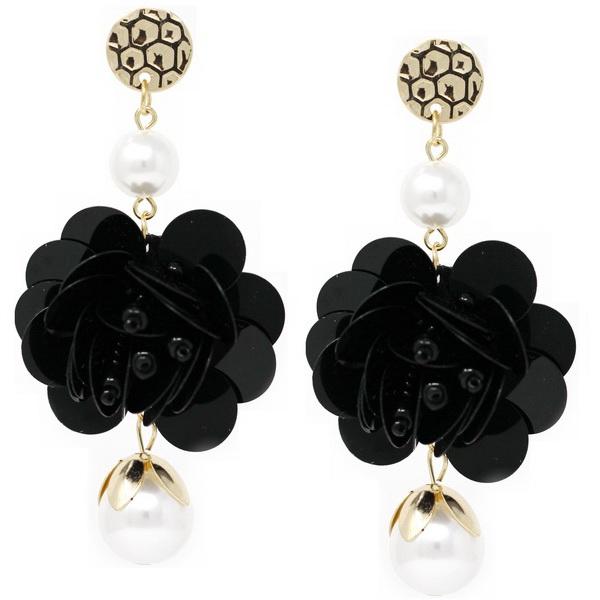 Flower & Pearl Stmt Earrings