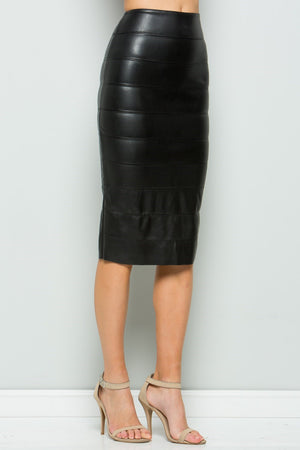 Layered Faux Leather Pencil Skirt