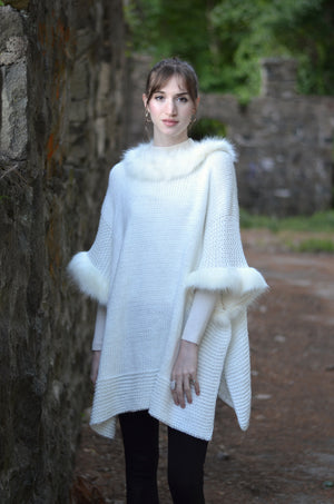 Luxe Fur Lined Poncho Scarf