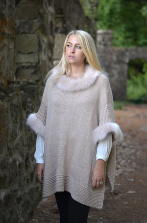 Luxe Fur Lined Poncho Scarf