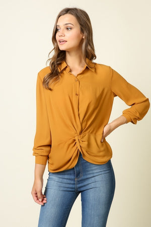 Buttondown Blouse with Twist Front