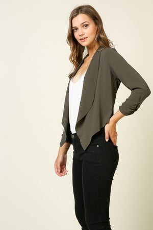 Cropped Rouch Sleeve Blazer