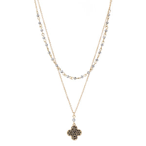 Layered Crystal Clover Necklace