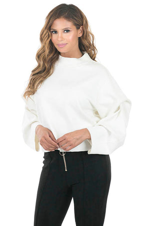 Faux Suede Tacking Sleeve Top