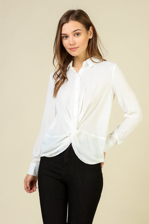 Buttondown Blouse with Twist Front
