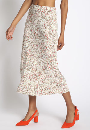 Ditsy Floral Sateen Midi Skirt