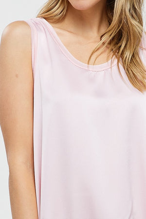 High Low Banded Satin Tank