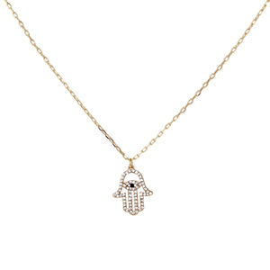 Mini Diamond Hamza Necklace