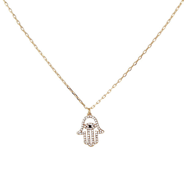 Mini Diamond Hamza Necklace