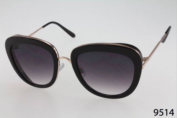 Double Thick Plastic & Metal Accent Sunglasses