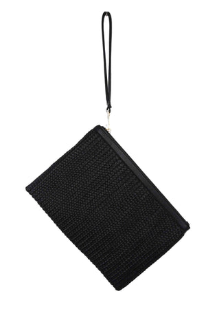 Over Sized Woven Pouch With Wristlet