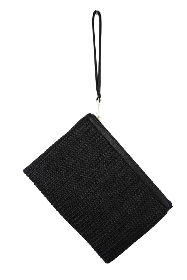 Over Sized Woven Pouch With Wristlet