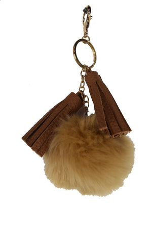 Faux Fur Pom & Tassel Bag Charm