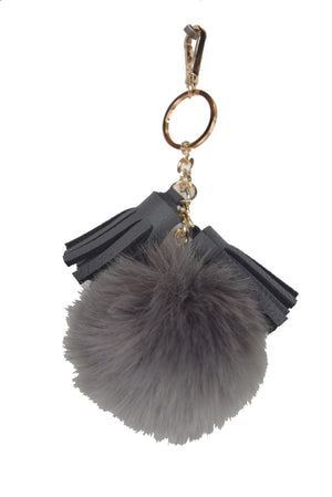 Faux Fur Pom & Tassel Bag Charm