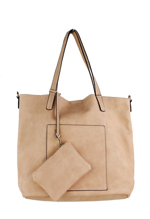 FRONT POCKET TOTE WITH STRAP